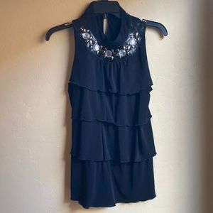 Ny collection women’s diamond rhinestone black sleeveless blouse